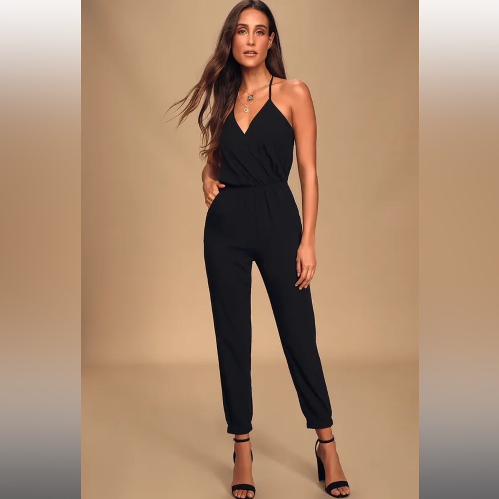 Learning to Fly Black Halter Jumpsuit